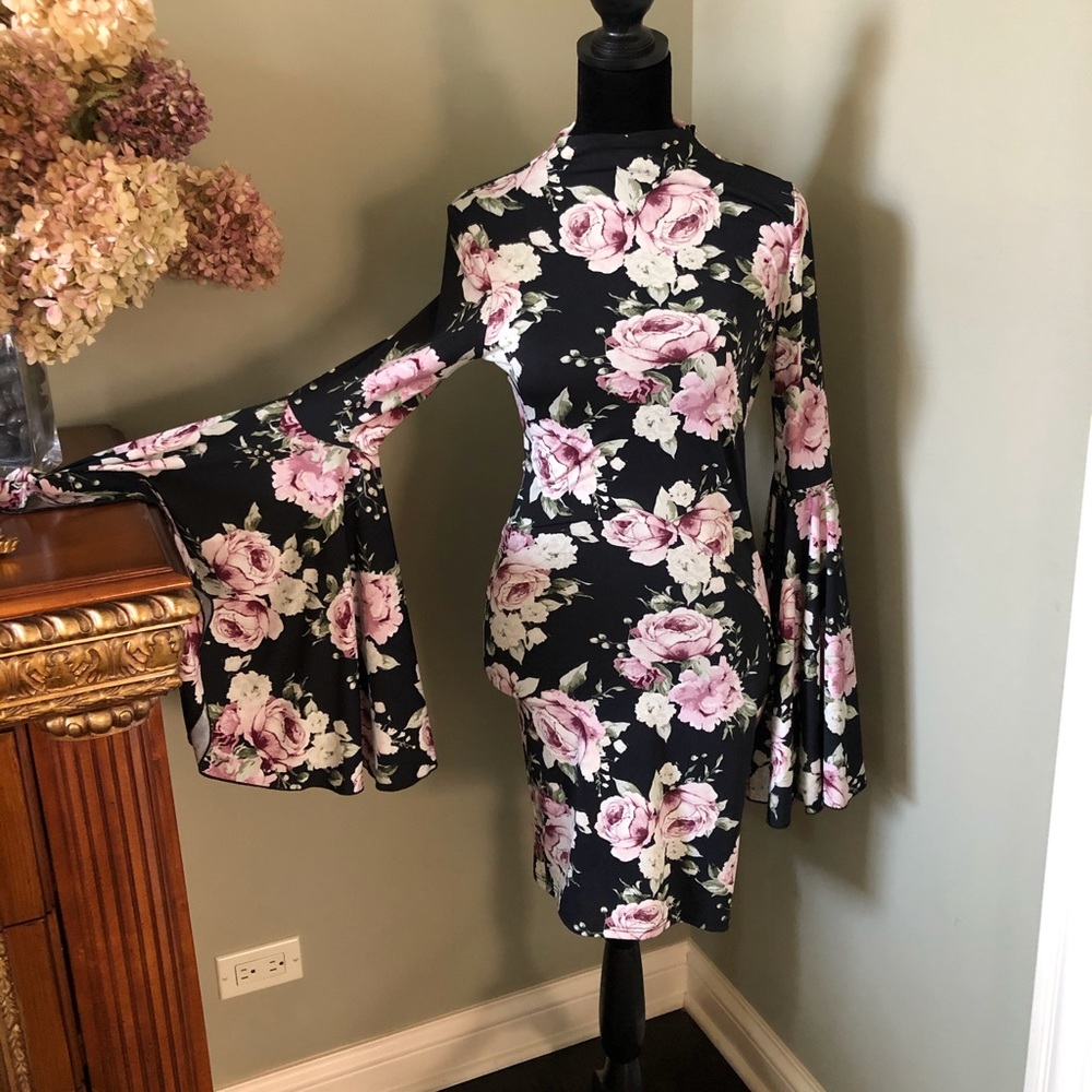 Pink & Black Floral Dress